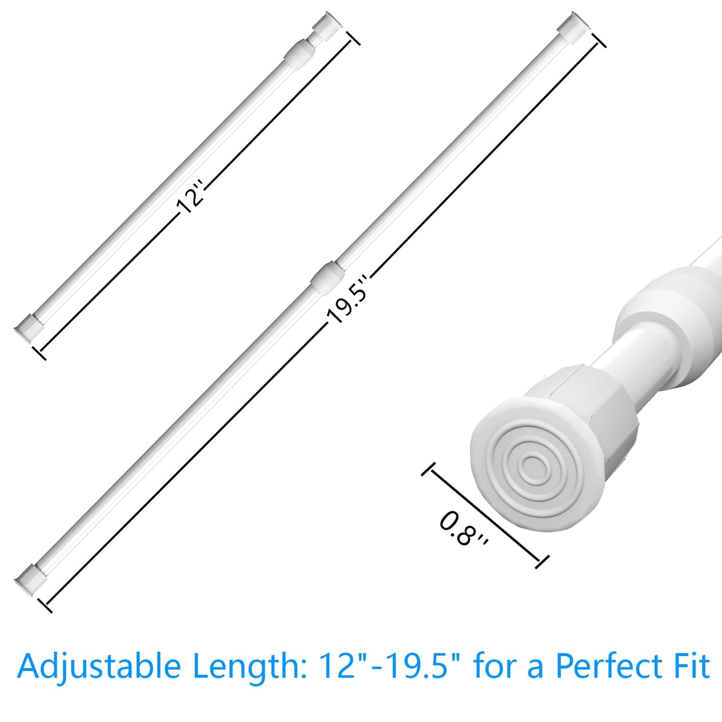 RV Adjustable Tension Rods 16"-27.5"  6 Pack