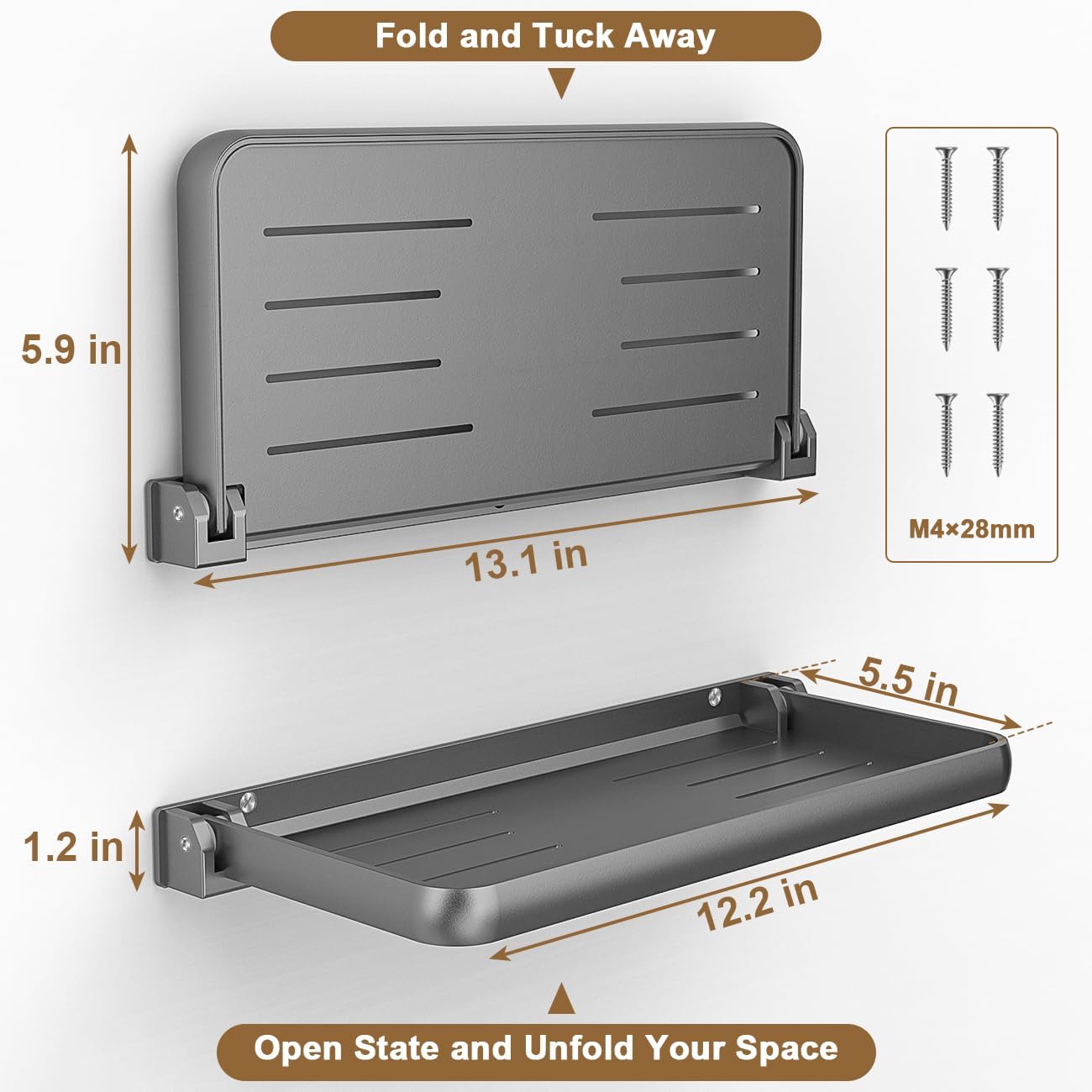 RV Foldable Aluminum Wall Shelf